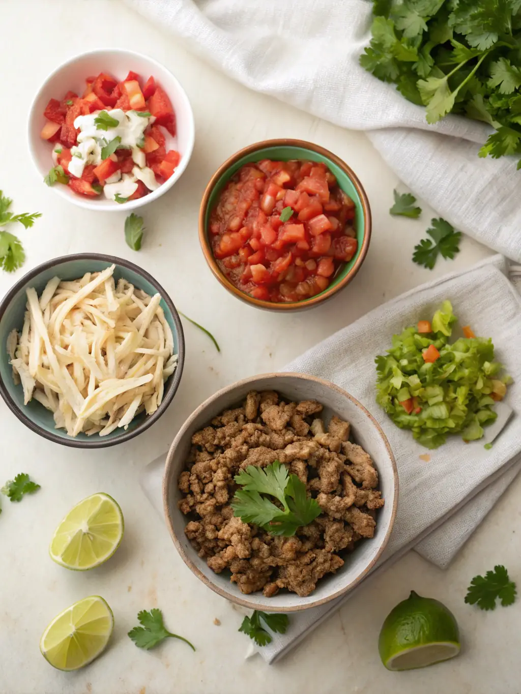 A close-up shot of the 'Spicy Fiesta' bowl, displaying a colorful mix of rice, black beans, corn, bell peppers, and a spicy chipotle dressing, highlighting its bold and flavorful profile.